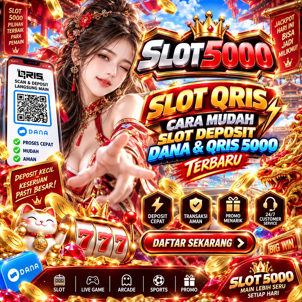 Cara Mudah Slot Deposit Dana & Qris 5000 Terbaru